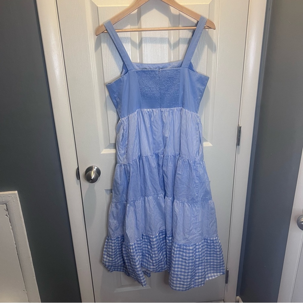 English Factory Light Blue Tiered Gingham Midi Dress - Picture 9 of 10